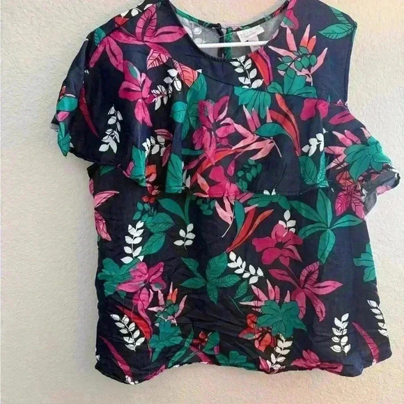 Isabel Maternity Floral Flounce Cold Shoulder Top XL Ruffle Target - Picture 2 of 6